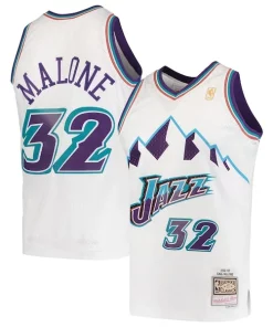 Karl Malone Utah Jazz 1996/97 Hardwood Classics Swingman Magnifique Jersey White