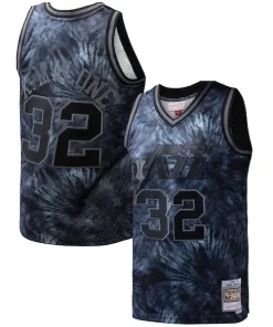 Karl Malone Utah Jazz Hardwood Classics 1991/92 Tie Dye Notable Swingman Jersey Black
