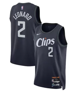 Kawhi Leonard LA Personalisable Clippers Nike Unisex 2023/24 Swingman Jersey Navy City Edition