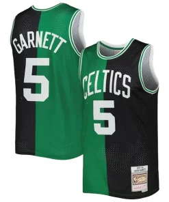 Kevin Garnett Boston Celtics Hardwood Classics 2007/08 Split Swingman Tendance Jersey Black/Kelly Green