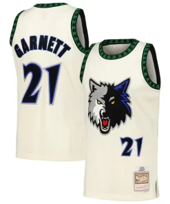 Kevin Garnett Gracieux Minnesota Timberwolves Chainstitch Swingman Jersey Cream