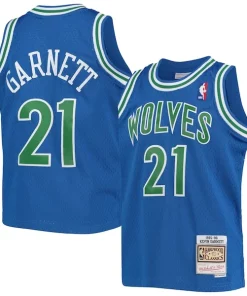 Kevin Garnett Minnesota Timberwolves Youth 1995 96 Hardwood Classics Luxueux Swingman Jersey Blue