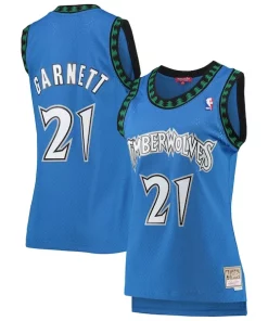 Kevin Garnett Tendance Minnesota Timberwolves Women's Hardwood Classics Swingman Jersey Blue