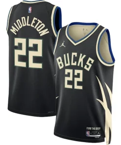 Khris Collectible Middleton Milwaukee Bucks Jordan Brand Unisex Swingman Jersey Statement Edition Black
