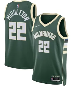Khris Middleton Milwaukee Bucks Nike Unisex Swingman Jersey Exquisite Icon Edition Hunter Green