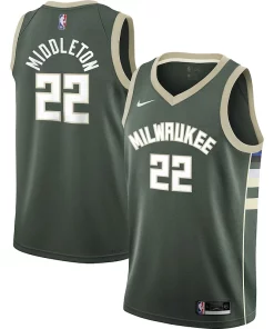 Khris Middleton Milwaukee Bucks Nike Youth 2021/22 Captivant Swingman Jersey Icon Edition Hunter Green