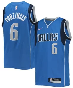 Kristaps Porzingis Éclatant Dallas Mavericks Nike Youth 2021/22 Diamond Swingman Jersey Icon Edition Blue