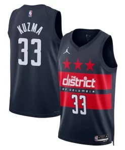 Kyle Kuzma Washington Wizards Jordan Brand Unisex 2024/25 Swingman Jersey Statement Edition Navy Magnifique