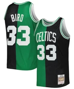 Larry Bird Boston Celtics Hardwood Classics Haut de gamme 1985/86 Split Swingman Jersey Black/Kelly Green
