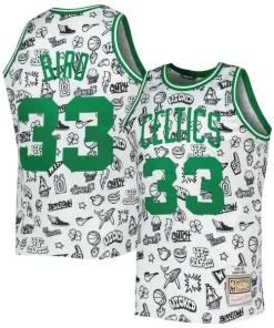 Larry Bird Boston Celtics Tendance 1985/86 Hardwood Classics Doodle Swingman Jersey White