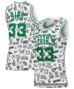 Larry Bird Boston Charming Celtics Women's 1985 Doodle Swingman Jersey White