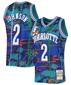 Larry Johnson Charlotte Hornets 1992/93 Hardwood Classics Lunar Superbe New Year Swingman Jersey Teal