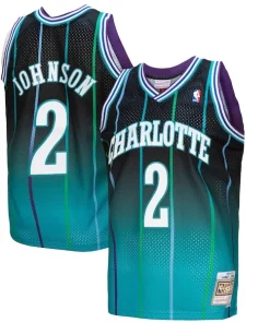 Larry Johnson Charlotte Hornets 1992/93 Hardwood Distingué Classics Fadeaway Swingman Player Jersey Teal/Black