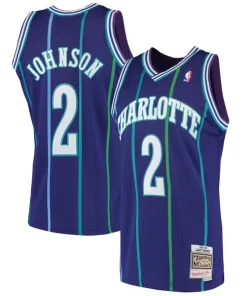Larry Johnson Charlotte Hornets 1994/95 Hardwood Premium Classics Swingman Jersey Purple