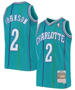 Larry Johnson Charlotte Hornets Youth 1992/93 Hardwood Classics Swingman Jersey Confortable Teal