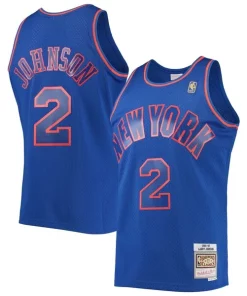 Larry Johnson New York Knicks 1996/97 Hardwood Uniques Classics Swingman Jersey Blue
