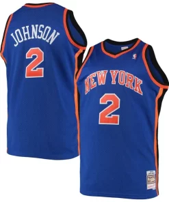 Larry Johnson New York Knicks 1998/99 Big & Stylish Tall Hardwood Classics Swingman Jersey Blue