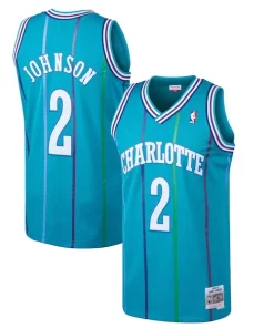 Larry Johnson Uniques Charlotte Hornets 1992/93 Hardwood Classics Swingman Jersey Teal