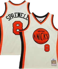 Latrell Sprewell New Incontournable York Knicks Chainstitch Swingman Jersey Cream