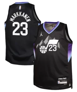 Lauri Markkanen Utah Jazz Jordan Brand Youth Swingman Jersey Statement Edition Black Captivant