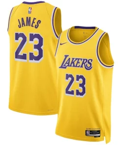 LeBron Éclatant James Los Angeles Lakers Nike Unisex Swingman Jersey Icon Edition Gold/White