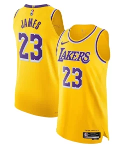 LeBron James Authentique Los Angeles Lakers Nike Authentic Jersey Icon Edition Gold
