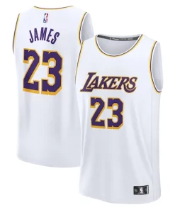 LeBron James Los Angeles Lakers Youth Fast Break Replica Player Jersey Association Edition Distingué White