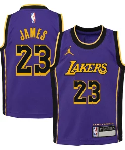 LeBron James Los Classique Angeles Lakers Jordan Brand Preschool 2022/23 Dri FIT Replica Jersey Statement Edition Purple
