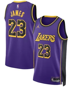 LeBron James Personalisable Los Angeles Lakers Jordan Brand Unisex Swingman Jersey Statement Edition Purple