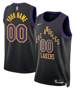 Los Angeles Lakers Nike Unisex 2023/24 Custom Swingman Jersey Black Exquisite City Edition