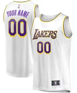 Los Angeles Lakers Youth Fast Break Replica Custom Jersey Association Edition White Personalisable