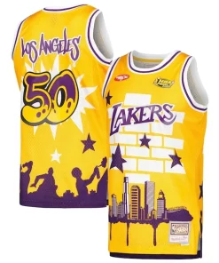 Los Superbe Angeles Lakers x Tats Cru Hardwood Classics Fashion Jersey Gold
