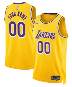 Los Vibrant Angeles Lakers Nike Unisex Swingman Custom Jersey Gold Icon Edition