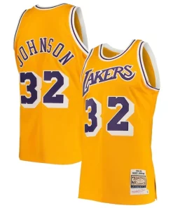 Magic Johnson Los Angeles Lakers 1984/85 Hardwood Classics Authentic Jersey Personalisable Gold/Purple