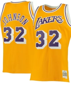 Magic Johnson Los Angeles Lakers 1984/85 Hardwood Luxueux Classics Swingman Jersey Gold/Purple