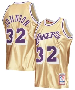 Magic Johnson Los Angeles Lakers 75th Anniversary 1984/85 Hardwood Magnifique Classics Swingman Jersey Gold