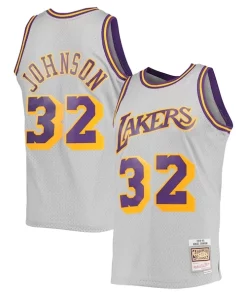 Magic Johnson Los Angeles Stylish Lakers 1984 85 Hardwood Classics Reload 2.0 Throwback Swingman Jersey Gray