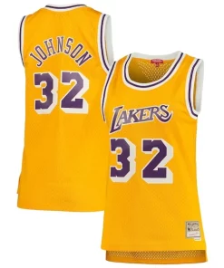 Magic Johnson Los Notable Angeles Lakers Women's 1984/85 Hardwood Classics Swingman Jersey Gold