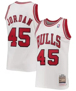 Men's Chicago Bulls Michael Jordan White 1994 95 Bold Hardwood Classics Authentic Player Jersey