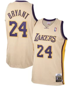 Men's Los Angeles Lakers Exquisite Kobe Bryant Gold 2008 09 Hardwood Classics Authentic Player Jersey