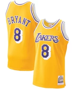 Men's Los Angeles Lakers Kobe Bryant Gold 1996 97 Hardwood Exceptionnel Classics Authentic Player Jersey