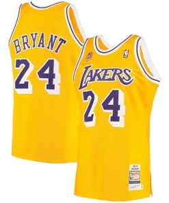 Men's Los Angeles Lakers Notable Kobe Bryant Gold 2007 Hardwood Classics Authentic Jersey