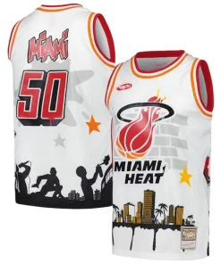 Miami Heat x Tats Cru Hardwood Classics Fashion Jersey White Splendide