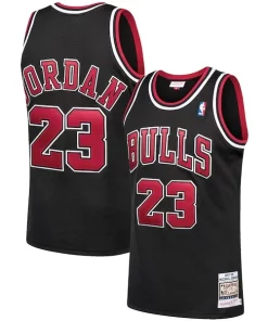 Michael Jordan Chicago Bulls 1997/98 Hardwood Classics Authentic Jersey Exquisite Black/Scarlet/White
