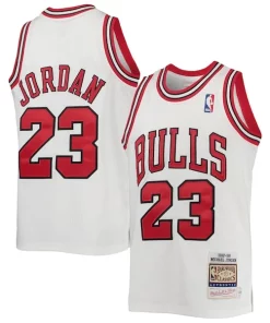 Michael Jordan Chicago Bulls Youth 1997/98 Hardwood Classics Authentic Jersey White/Black/Red Incontournable