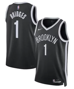 Mikal Bridges Brooklyn Nets Nike Unisex Swingman Jersey Icon Élégant Edition Black