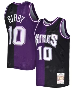 Mike Bibby Sacramento Kings Hardwood Classics 2001/02 Split Swingman Jersey Captivant Purple/Black