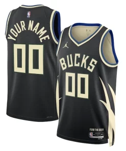 Milwaukee Bucks Jordan Brand Unisex 2022/23 Swingman Custom Jersey Admirable Statement Edition Black