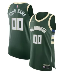 Milwaukee Bucks Nike 2021/22 Diamond Haut de gamme Authentic Custom Jersey Icon Edition Hunter Green