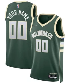 Milwaukee Bucks Nike 2021/22 Diamond Swingman Custom Prime Jersey Icon Edition Hunter Green
